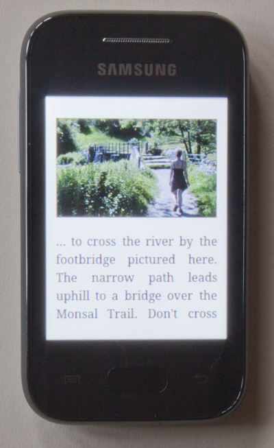 showing how one of the walks appears using the Kindle app on an Android phone